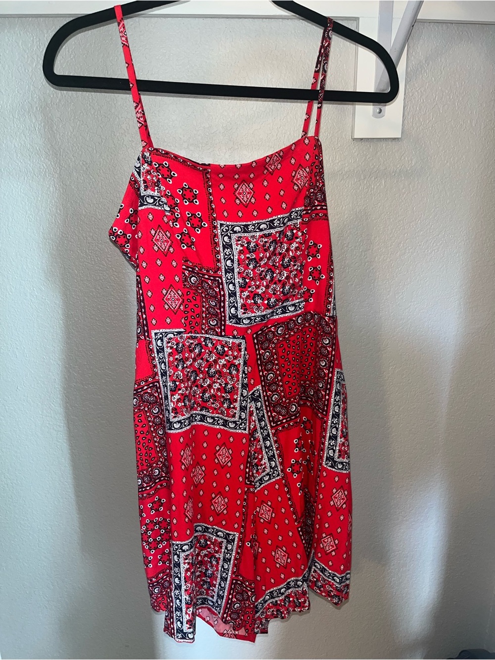 Francesca's NWT Red white and blue romper with Bandana design size medium